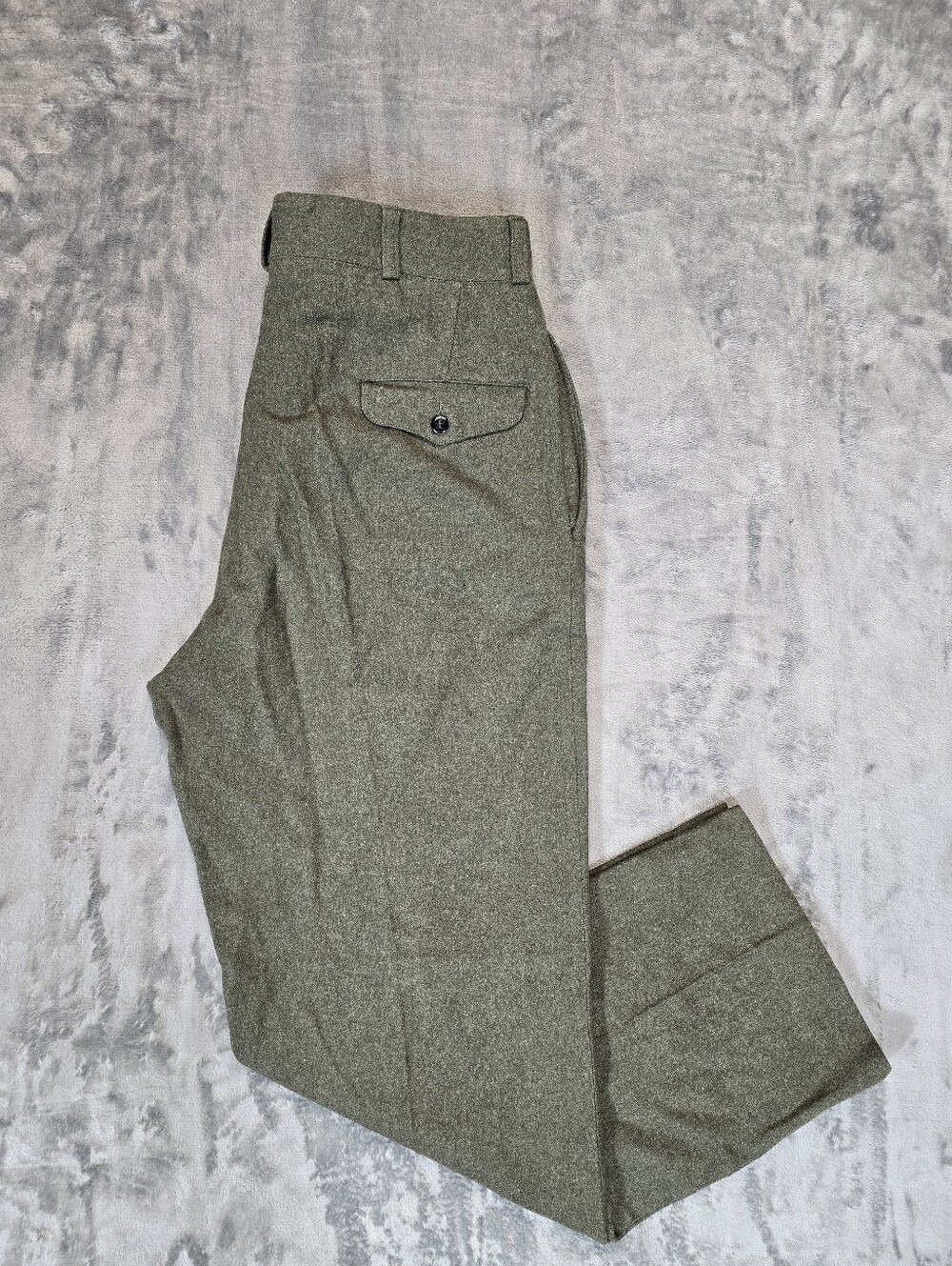 Vintage Military Style Green Wool Trousers Pants Size 34x31